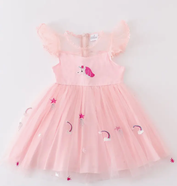 PINK UNICORN RAINBOW GIRL TUTU DRESS