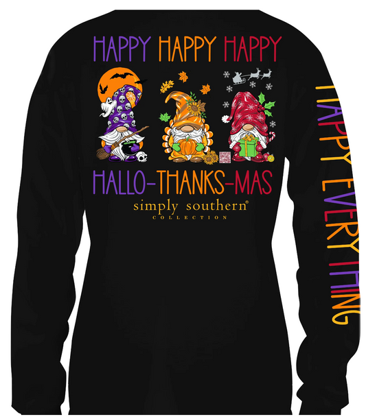 SIMPLY SOUTHERN HAPPY BLACK LONG SLEEVE