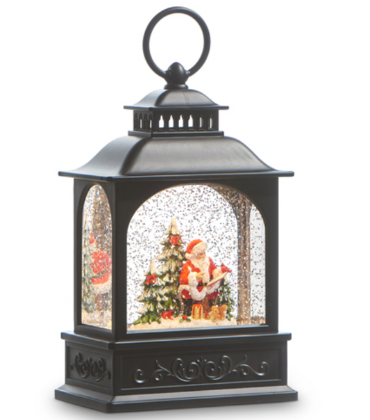 9.75" SANTA IN FOREST LIGHTED WATER LANTERN