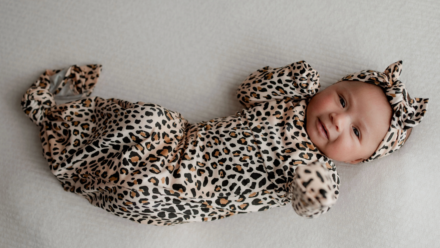 LEOPARD KNOTTED GOWN GOWN