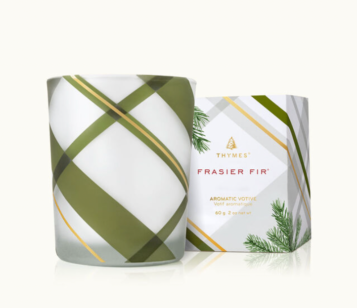 FRASIER FIR FROSTED PLAID VOTIVE CANDLE PLAID 2.0 OZ