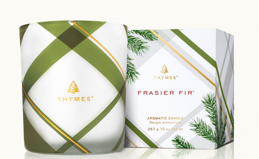 FRASIER FIR FROSTED PLAID MEDIUM POURED CANDLE PLAID