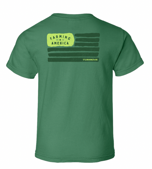 TURNROWS YOUTH FARM FLAG SHORT SLEEVE TEE GREEN