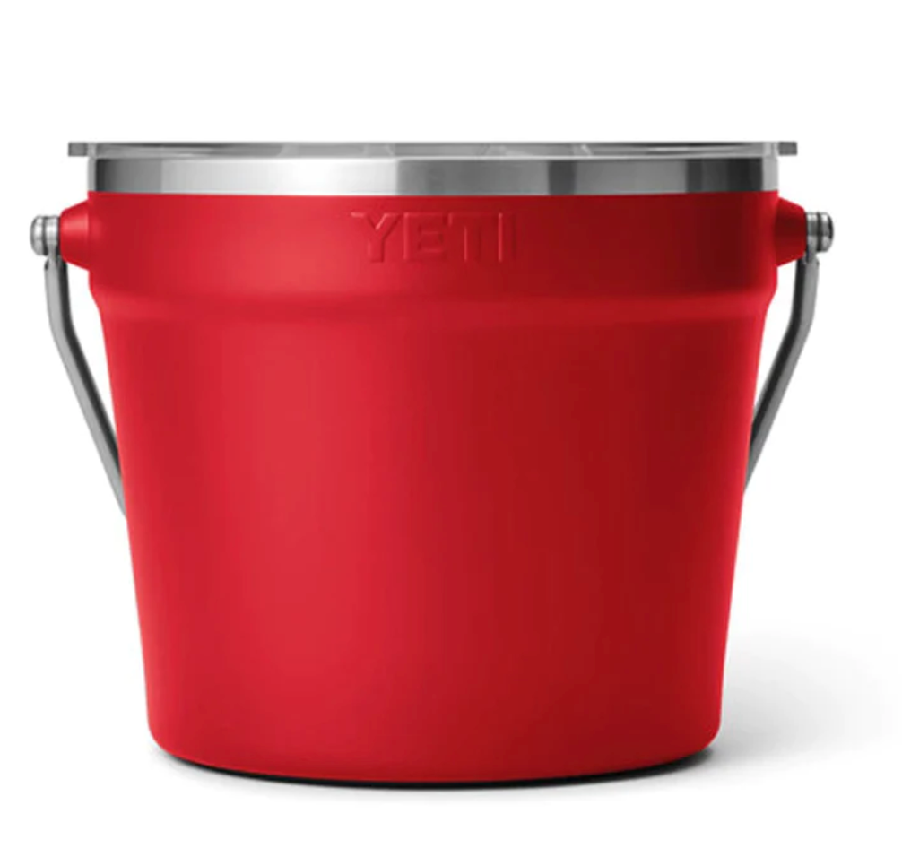 YETI RAMBLER BEVERAGE BUCKET RESCUE RED