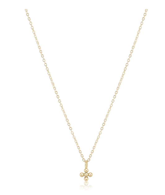 ENEWTON 16" NECKLACE GOLD CLASSIC BEADED SIGNATURE CROSS SMALL GOLD CHARM
