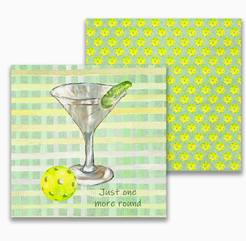ONE MORE ROUND OF PICKLEBALL COCKTAIL NAPKIN