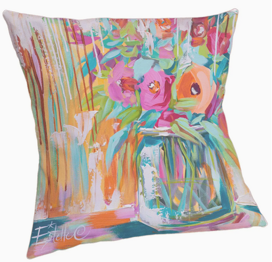 FLORAL RUNNING COLORS PILLOW 24 X 24