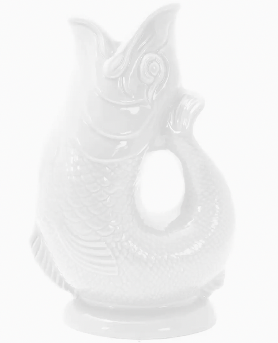 WHITE GLUGGLE JUG LARGE