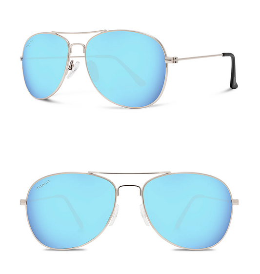 ABACO AVERY SILVER/CARIBBEAN BLUE SUNGLASSES