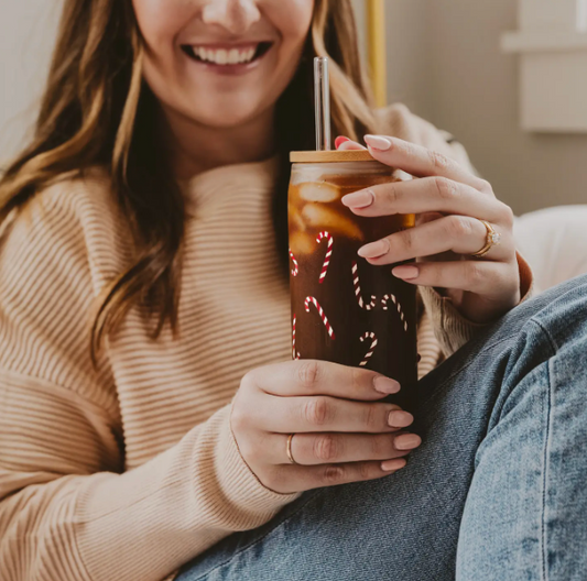 17 OZ CAN GLASS W/STRAW & LID