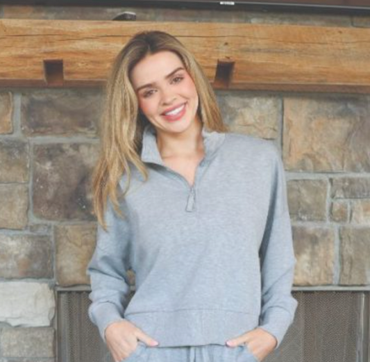 HEATHER GRAY QUARTER ZIP