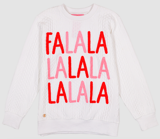 FA LA LA SWEATER WITH BRAID LETTERS