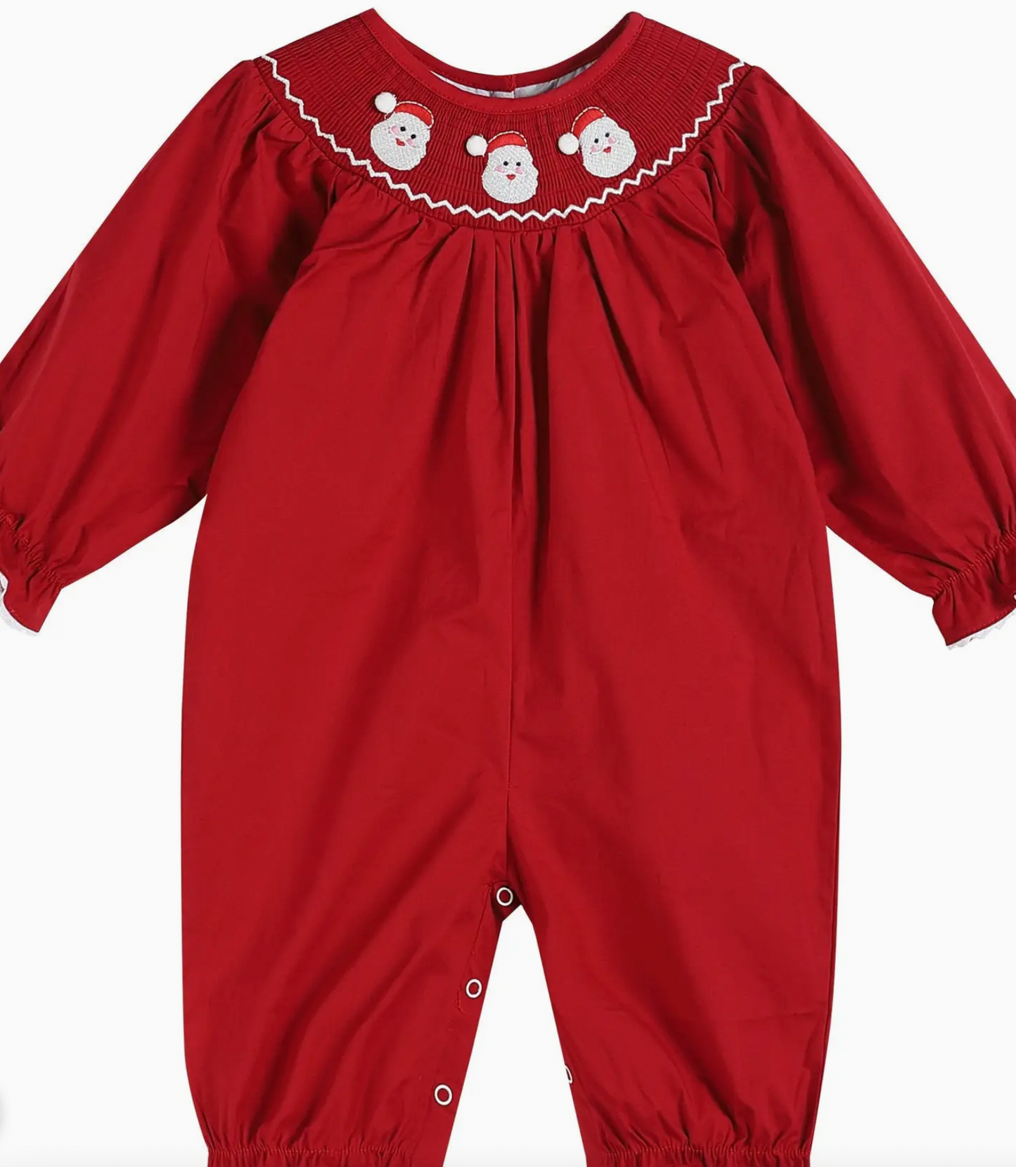 RED SANTA SMOCKED PLAYSUIT