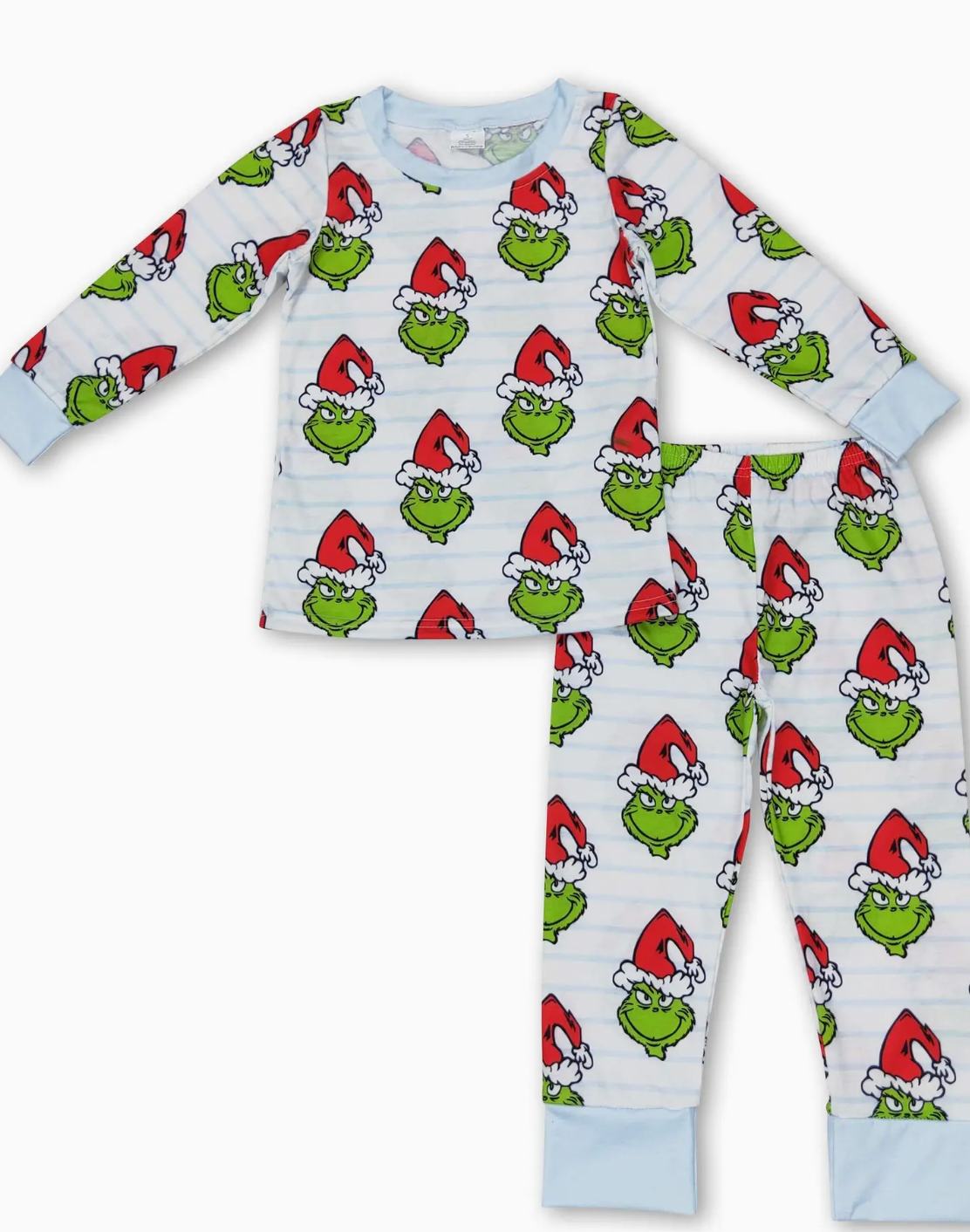 STRIPE GREEN FACE BOYS BAMBOO CHRISTMAS PAJAMAS