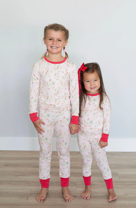 PINK GINGERBREAD TWO PIECE PAJAMA PANTS SET