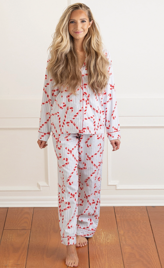 CANDY CANE STRIPE FLANNEL PJ SET