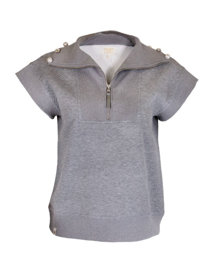 SIMPLY SOUTHERN QUILTED QUARTER ZIP HEATHER GREY