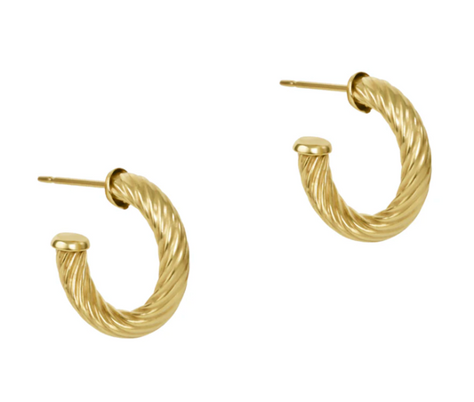 ENEWTON ROUND GOLD O.5" POST HOOP-4MM-TEXTURED TWIST