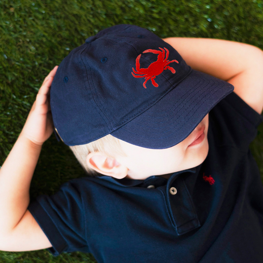EMBROIDERED NAVY KIDS' CAP - RED CRAB