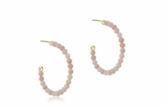 ENEWTON BEADED GEMSTONE 1.25" POST HOOP - 3MM PINK OPAL