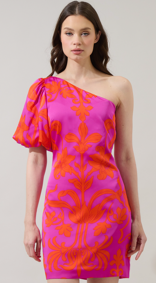 VALLIE LORAL KESIA ONE SHOULDER MINI DRESS