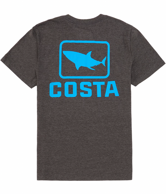 COSTA CLASSIC EMBLEM HEATHER DARK GREY SHARK SHORT SLEEVE