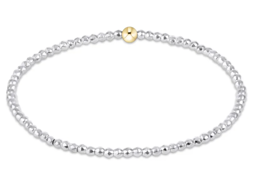 ENEWTON BRIGHT SILVER FACETED HEMATITE 2MM BEAD BRACELET
