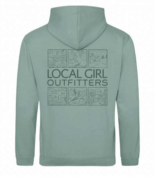 LOCAL GIRL FIELD & FOREST DUSTY GREEN HOODIE