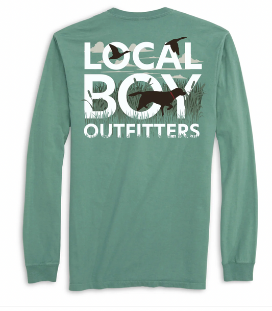 LOCAL BOY OUTFITTERS YOUTH TEXT AND TAIL LS TEE LIGHT GREEN