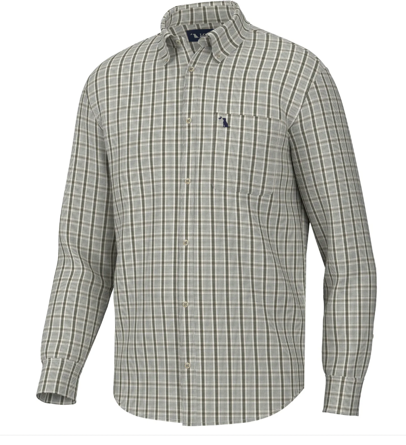 LOCAL BOY OUTFITTERS YOUTH STAMPS DRESS SHIRT LIGHT BEIGE OLIVE GREEN