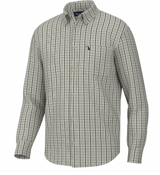 LOCAL BOY OUTFITTERS YOUTH STAMPS DRESS SHIRT LIGHT BEIGE OLIVE GREEN