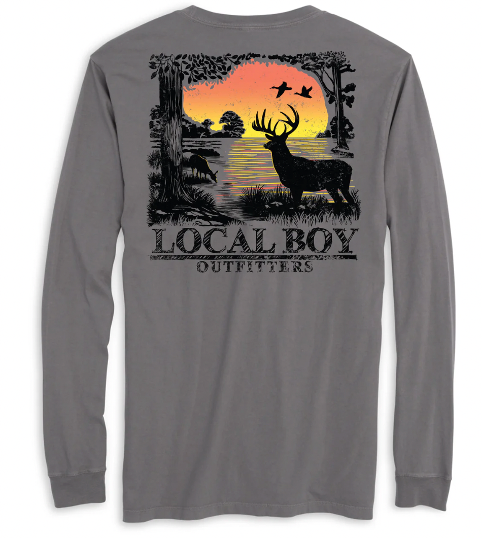 LOCAL BOY OUTFITTERS TWILIGHT TRACKER LS TEE GRAY
