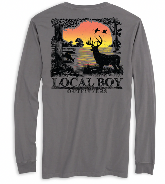 LOCAL BOY OUTFITTERS TWILIGHT TRACKER LS TEE GRAY