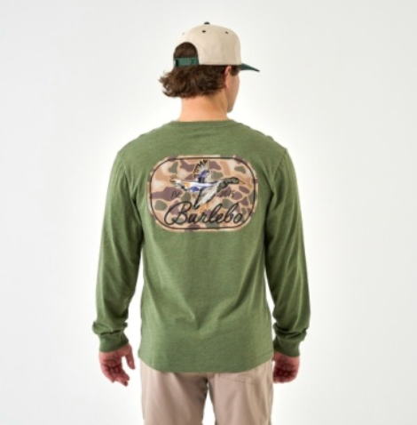 BURLEBO DUCKS FLYING IN LONG SLEEVE HEATHER OLIVE
