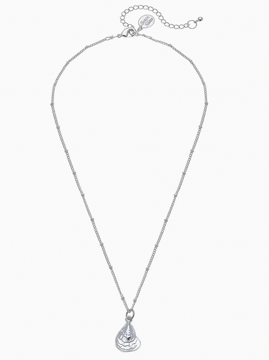 DAINTY SILVER OYSTER NECKLACE