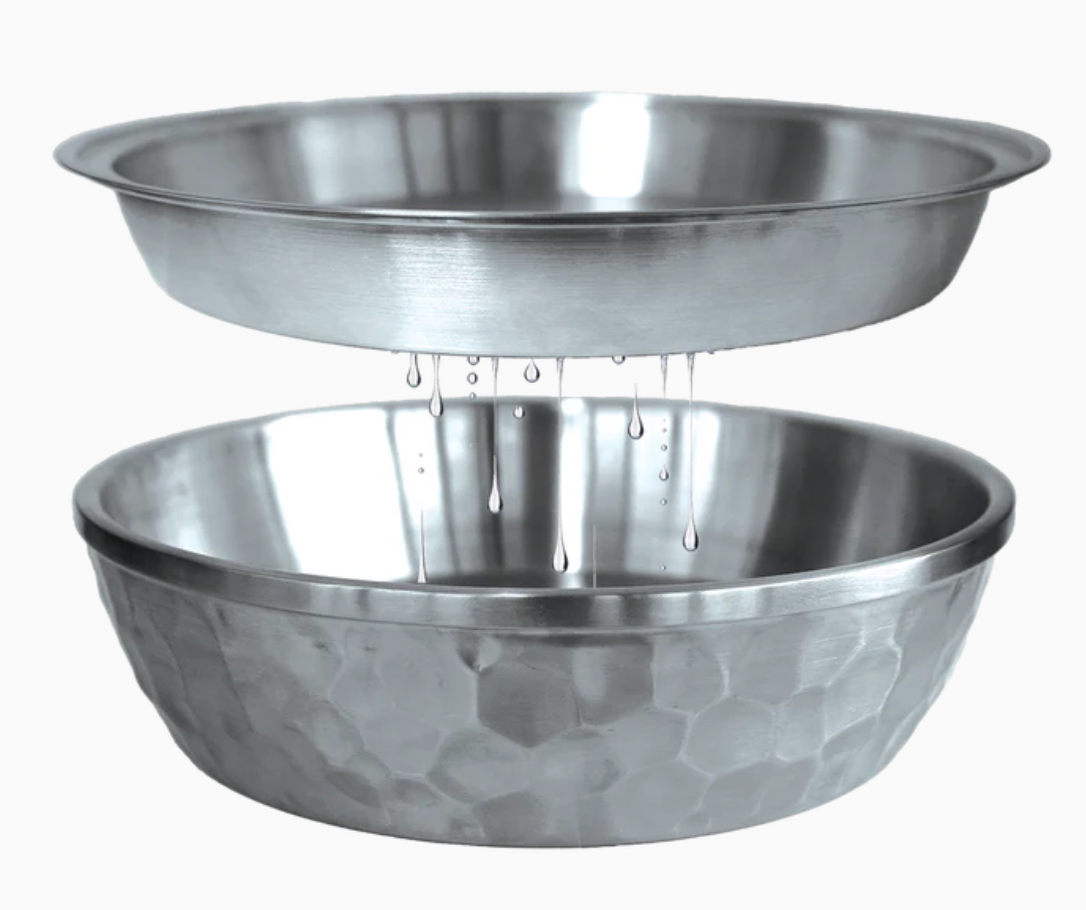 TOADFISH SEAFOOD BOWL 12" STAINLESS 2 LAYER SERVING BOWL HAMMERED