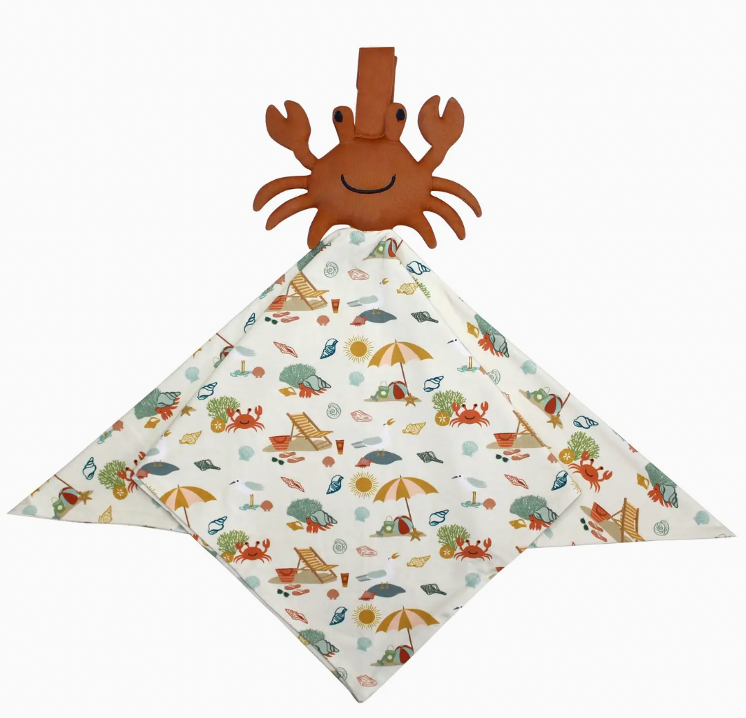 BEACH DAY CRAB BAMBOO LOVEY CUDDLE BLANKET GIFT