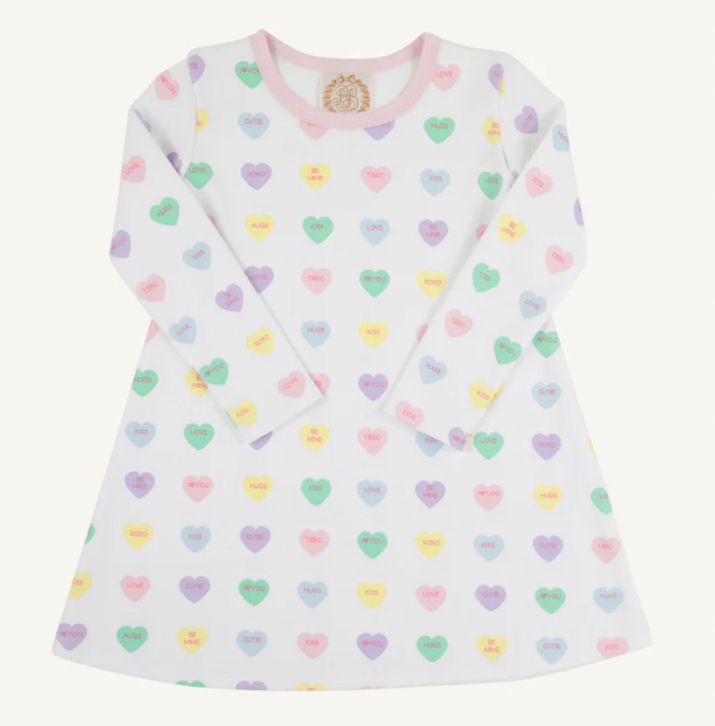 BEAUFORT BONNET LONG SLEEVE POLLY PLAY DRESS WE HEART YOU WITH PALM BEACH PINK