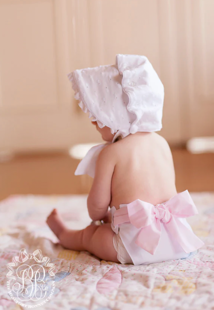 BEAUFORT BONNET BABY BOW BOTTOM BLOOMER WORTH AVE WHITE/PALM BEACH PINK