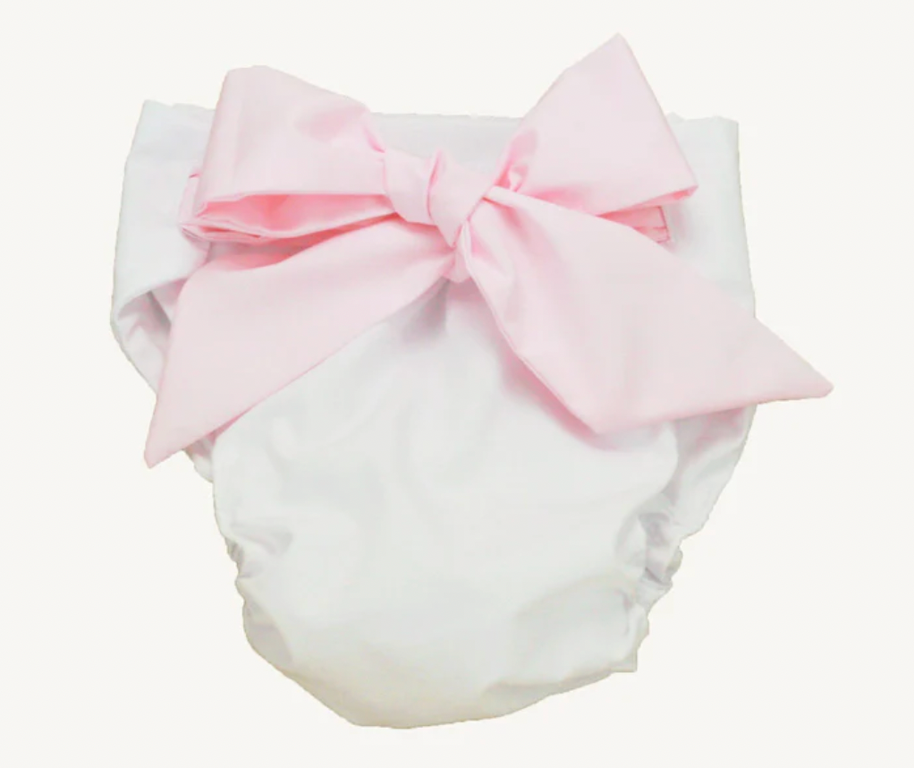 BEAUFORT BONNET BABY BOW BOTTOM BLOOMER WORTH AVE WHITE/PALM BEACH PINK