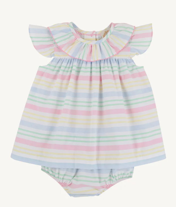 DOROTHY DRESS BROADCLOTH SAN ANTONIO STRIPE/HAMPTON HOT PINK