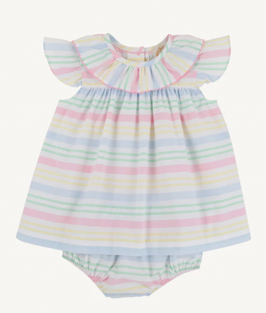 DOROTHY DRESS BROADCLOTH SAN ANTONIO STRIPE/HAMPTON HOT PINK