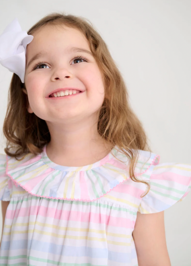 DOROTHY DRESS BROADCLOTH SAN ANTONIO STRIPE/HAMPTON HOT PINK