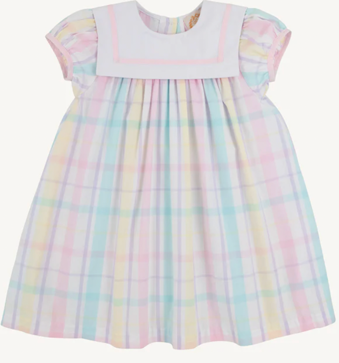 BEAUFORT BONNET STEWART'S SQUARE COLLAR DRESS BRUNCH PLATE PLAID WITH PALM BEACH PINK