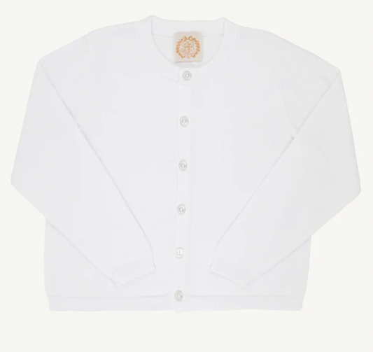 BEAUFORT BONNET CAMBRIDGE CARDIGAN PEARLIZED BUTTONS WORTH AVE WHITE