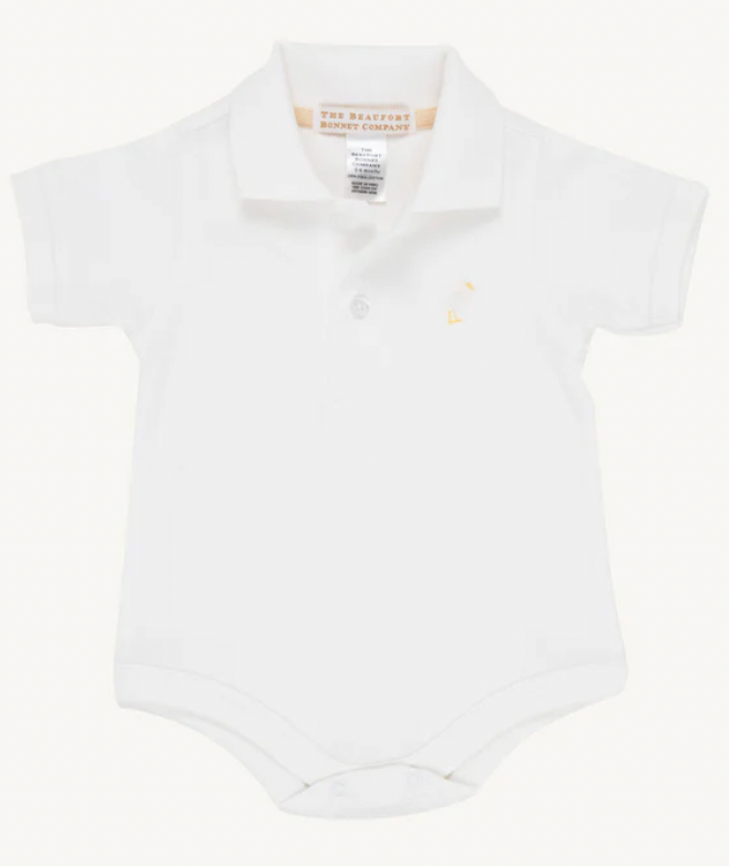 BEAUFORT BONNET PRIM AND PROPER POLO & ONESIE SS PIMA WHITE/MULTICOLOR ONESIE