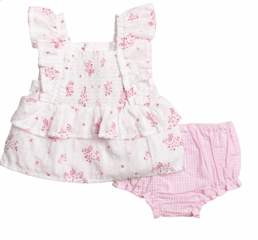 KIDS PINK FLORAL BLOSSOM PINAFORE SET