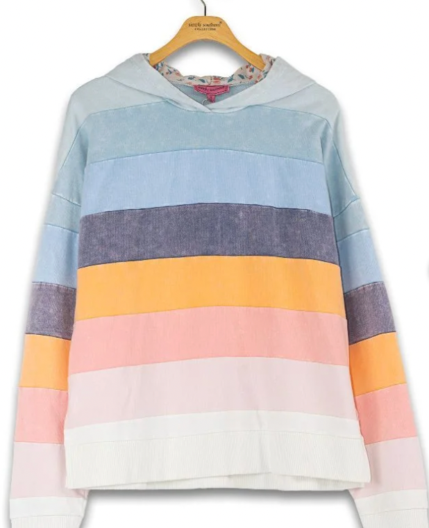 SIMPLY SOUTHERN STRIPE HOODIE WASHED