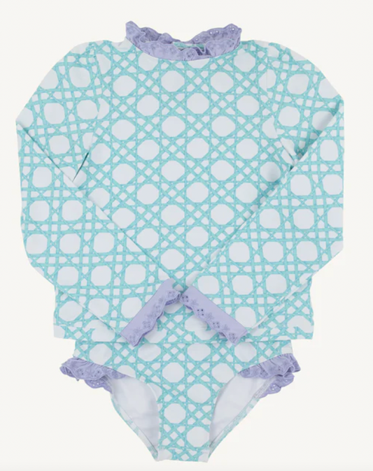BEAUFORT BONNET SWIM SET WAVE SPOTTER CATAMARAN CANE WITH LAUDERDALE LAVENDER