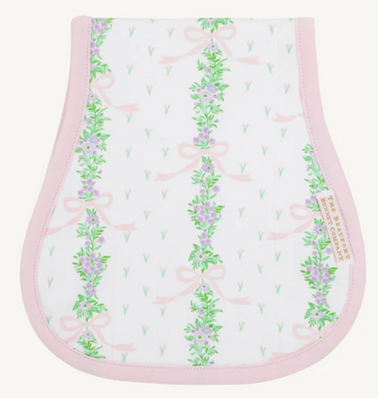BEAUFORT BONNET OOPSIE DAISY BURP CLOTH FINCASTLE FLORAL SMALL PALM BEACH PINK